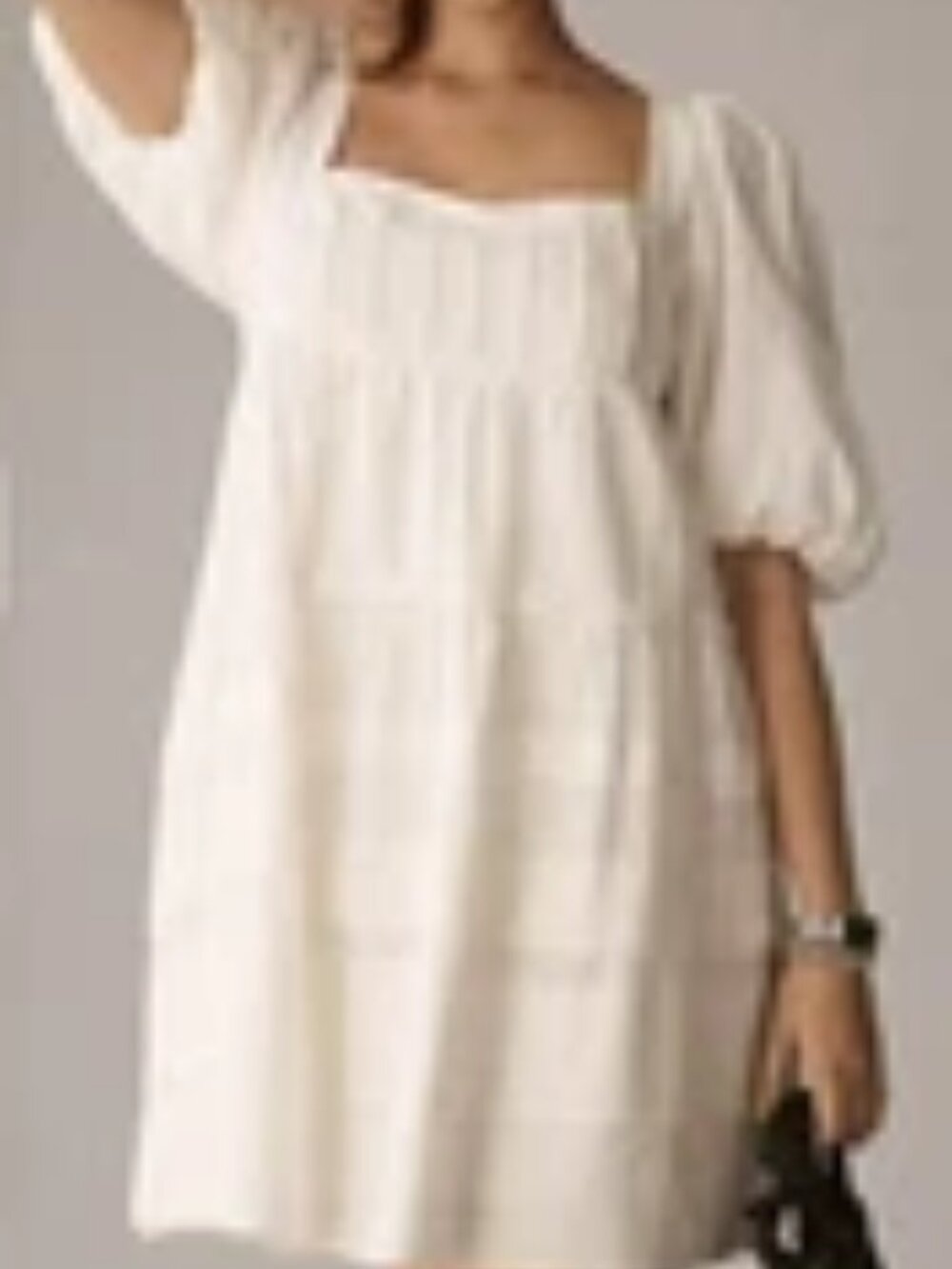 Anthropologie Square-Neck Puff-Sleeve Tiered Dress Small - Picture 9 of 9